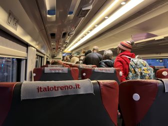 inside the Italo train at Milan Central Staion