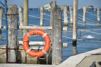 scene along the sea on Pellestrina in Italy