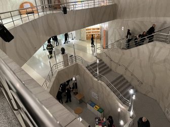 the lobby of Teatro Strehler, one of the Piccolo Theatres in Milan, Italy