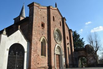exterior of Collegiata Church in Castiglione Olona in northern Italy
