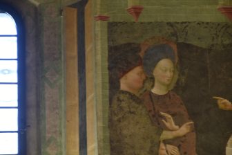 details of a fresco inside Collegiata Church in Castiglione Olona in northern Italy