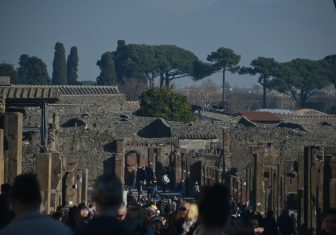 many visitors in the site of Pompeii, southern Italy