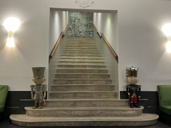 the lobby area of Button Hotel in Parma in Italy