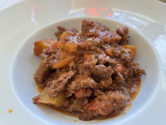 a dish of horse meat at Trattoria Corrieri, a restaurant in Parma, Italy