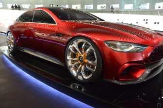 a cool red car in the Mercedes-Benz Museum in Stuttgart, Germany