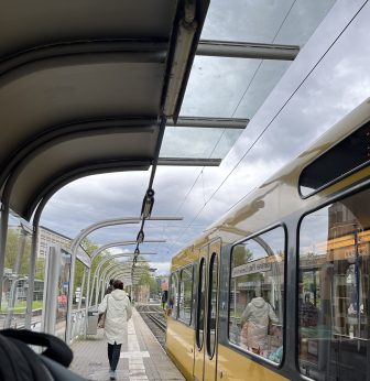 a tram station in the centre of Stuttgart, Germany