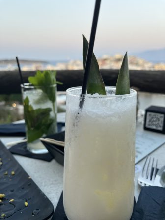 the drinks of Gioma, the café in Agios Nikolaos on Crete, Greece
