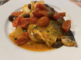 Branzino Mediterranea at Trattoria Da Pazzi, a restaurant in Santa Margherita Ligure in northern Italy