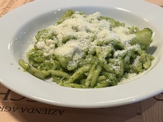 Trofie al Pesto at Trattoria Da Pazzi, a restaurant in Santa Margherita Ligure in northern Italy