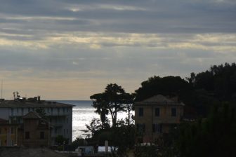 the scene seen from the garden of Villa Durazzo in Santa Margherita Ligure in Liguria, Italy