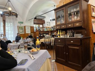 the interior of Trattoria La Ruota, a restaurant in Nervi in northern Italy