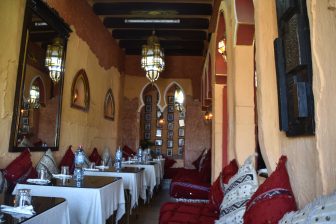 interior of Dar Naji Rabat, a restaurant in Rasbat in Morocco