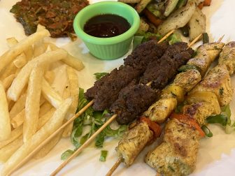 the kebab set of BILMOS, a restaurant in Chefchaouen in Morocco