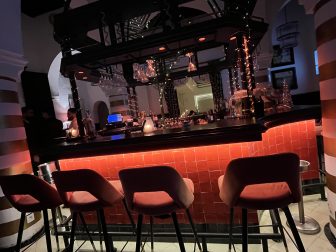 inside the bar recommended by the restaurant owner in Tangier, Morocco