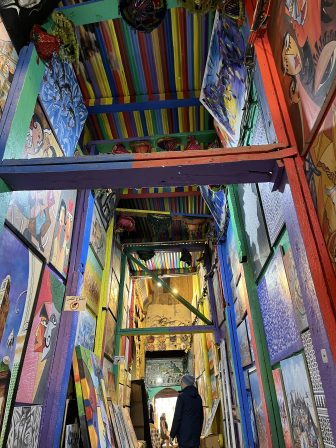the colourful artists' alley in medina in Fez, Morocco