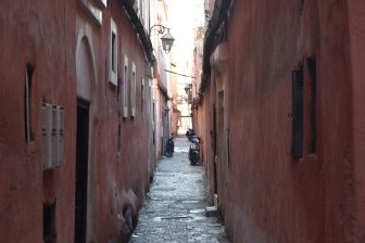 an alley in the Jewish quarter in Marrakesh in Morocco