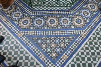 the tiles in the courtyard of the Bahia Palace in Marrakesh, Morocco