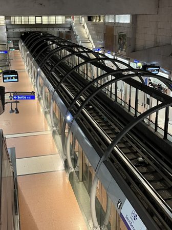 the platform of metro line 14 which connect Orly Airport and the city centre in Paris, France