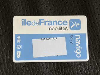 the Navigo Card bought at the travel centre in Orly Airport in Paris, France