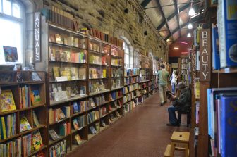 the spacious space inside Barter Books, an used bookshop in Alnwick in Northumberland, England