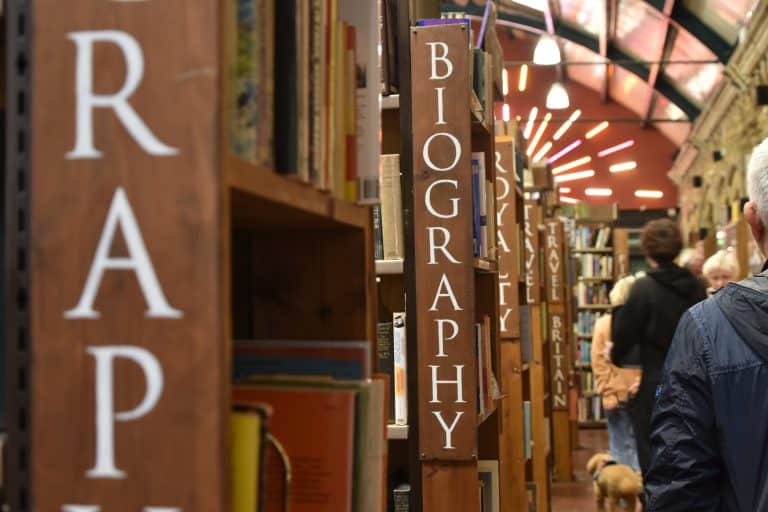 A used bookshop in an old train station