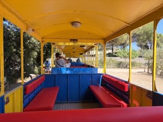 the trenino from the carpark to the beach of Baia dei Turchi near Otranto in Apulia, southern Italy